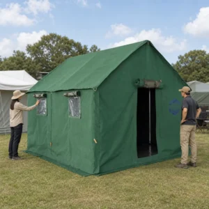 Premium 3mX4m Canvas Wall Tent Heavy Duty Waterproof Summer Outdoor Family Glamping Safari Camping Single 8-12 Men Cabin Tent