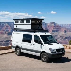 Premium 4 Season Hard Shell Pop Up Rooftop Camper with Carbon Fiber FRP Sandwich Structure for Sprinter Van Conversion