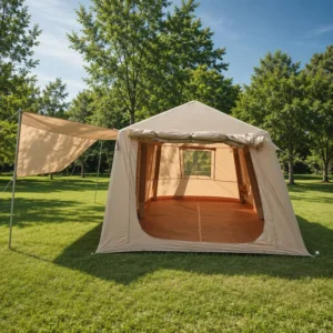 Premium 420D Oxford Inflatable Tent 396x270cm Luxury Glamping Ridge Cabin High Strength PVC Column Waterproof Khaki Outdoor