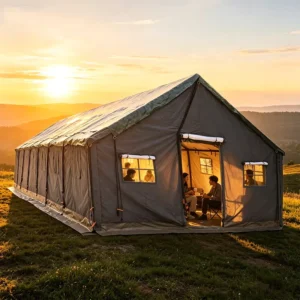 Premium 5x15m Heavy Duty Steel Frame Glamping Tent Waterproof Windproof Outdoor Commercial Safari Event Marquee Tent