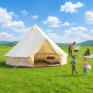 Premium 900D Oxford Canvas Bell Tent 4 Season Waterproof UV Protection Heavy Duty Mongolian Yurt Glamping Tent