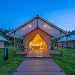 Premium Glamping Safari Tent PVC Canvas 7x9m One Bedroom Living Room Outdoor Resort