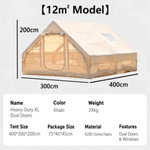 Premium Inflatable House Tent 12m2 XL Glamping Cabin Waterproof Air Beam Tent B2B Direct