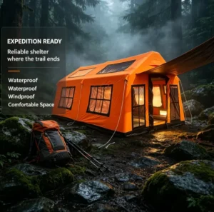 Premium Material Fully Waterproof Inflatable Glamping Tent Large Family Air Tent for Farm Outdoor Glamping Leisure Time