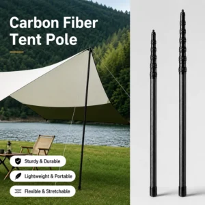 Premium Outdoor Carbon Fiber Tent Pole Lightweight Durable Portable Telescopic Adjustable Length Twist Lock Support Rod Camping