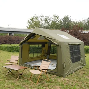 Premium Outdoor Tent 8㎡ Oxford Cloth Inflatable Camping Tent Waterproof with 1 Chimney Opening & 2 AC Ports