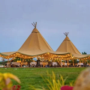 Premium Pyramid Party Marquee Teepee Canvas Tent Tarp 100 People Waterproof 3000mm Tipi Tent for Trade Shows Weddings