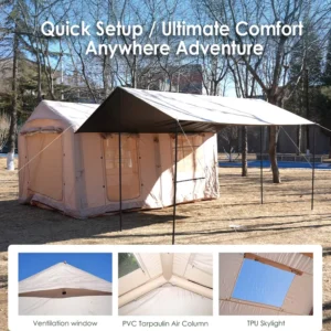 Premium Quality 12X Four Season 3 4 Person Glamping Camping Tent Waterproof Heavy Duty Safari Luxury Air Tent One Bedroom Living