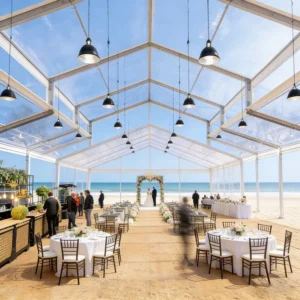 Premium Resort Wedding Glass Atrium Tent Full Clear Orangery Roof Cathedral Style Reception Marquee