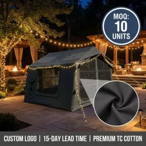 Premium TC Cotton Inflatable Tent 8sqm Breathable and No Condensation Technical Cotton Air Tent for Luxury Glamping and Resorts