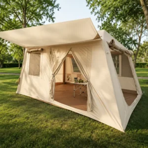 Premium Waterproof Inflatable Ridge Tent 420D Thickened Oxford Cloth 396x270cm Air Beam Cabin Outdoor Glamping House Khaki