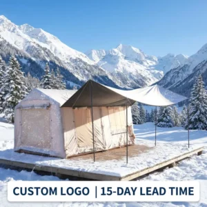 Pro 12sqm Inflatable Tent Massive Side Awning Luxury 2 Room Air Tent Partitioned Interior for Professional Glamping Sites