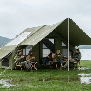 Pro 6.3sq.m 300D Oxford Inflatable Tent Wide Tall Door With Awning Skylight 4-Season Weatherproof Camping Tent