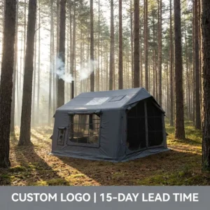 Professional 8sqm Inflatable Cotton Tent Eco Friendly Breathable Glamping Cabin Tank Grey Star House for High End Sites