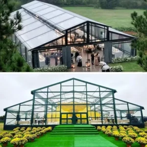 Professional Canadian Italian Black Aluminum Structure Frame Glass Canopy Polygon Arch Marquee Tent Trade Show Exhibition