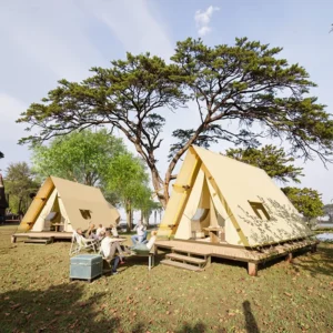 Professional Customized Africa Flaming Safari Glamping Bell Tent with Bathroom