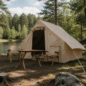 Professional Khaki Inflatable Tent 6.3sqm 210D Oxford Glamping Cabin Waterproof Windproof Sturdy Air Column Frame Large Space