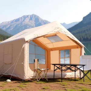 Professional OEM ODM Factory Price Customizable Color Durable Waterproof Portable Inflatable Four season Glamping Tent Quick