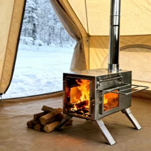 Professional Stainless Steel Portable Tent Wood Stove Cold Weather Camping Geodome Tent Stove With Oven Heating Cooking Use