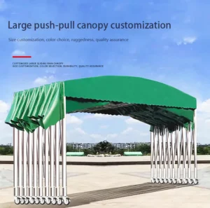 Push Pull Awning Large Rearrangement Tent PVC Flexible Mobile Manual Telescopic Sliding Shed for Warehouse Storage