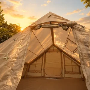 Quality 6.3sqm Inflatable Tent Entry Level Single Door 210D Oxford Khaki Glamping Air Cabin Simple Tech Affordable Shelter