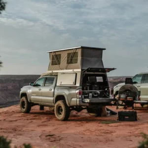 Heavy Duty 4×4 Pickup Truck Canopy Aluminum Soft Shell Roof Top Tent Waterproof & Locking for Ford F150 Pickup Tacoma