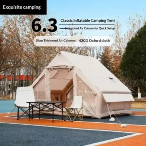 Quick Open Inflatable Roof Tent Outdoor Camping Portable Oxford Fabric Single Door Four Corner Multi Person Four Seasons Khaki