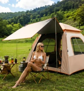 Quick Opening Camping Tent Waterproof Oxford Fabric High Density Material Adventure Beach Shelter Tent