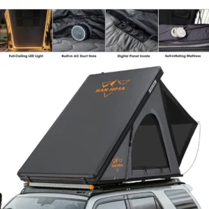 Quick Setup Lightweight Automatic Pop-Up Aluminum Hard Shell Rooftop Tent for 4×4 Camping and Overlanding