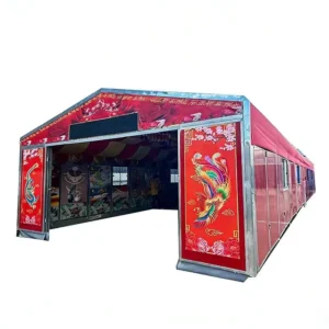 Quickly Deployable Double Bed Tent Square PVC Aluminum Hydraulic Canopy for Weddings & Parties Red & White Four-Season Usage