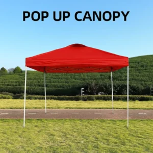 Red 2x2m Pop-Up Gazebo Tent with 210D Silver-Coated Roof, Steel Frame, Portable Folding Canopy and 600D Carry Bag