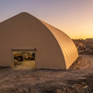 Relocatable Anti-Dust Fabric Building Mining Monopitch Half-Arch 40x80m Beige PVC for Remote Oilfield Equipment