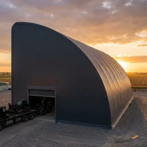 Relocatable Portable Coverage Container Roof Shelter Arch Roof 40x100m Green PVC Galvanized Frame for 40ft ISO Container Yard