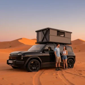 Remote Control Electric Folding Aluminum Hard Shell Four-Season Rooftop Tent with Automatic Opening and Canopy for Ford