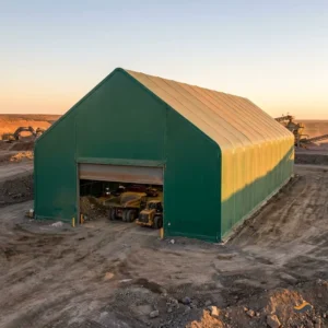 Remote Site Ready No-Foundation Remote Site Storage Building Arch Roof 80x100m Blue PVDF Galvanized Frame for Gold Silver Mine