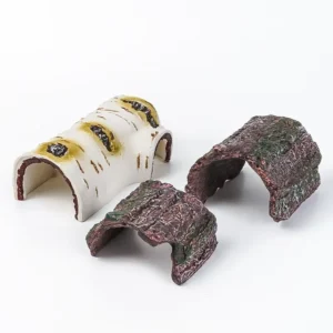 Reptile Landscaping Treehouse Hideout Artificial Bark Cave PVC Round Hollow Log Trunk Turtle Hideaway Rock