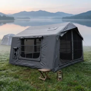 Resort Cabin Inflatable Tent, 8sqm, 210g Polyester Cotton, 3×2.65m, TPU Air Frame, Dual Skylight