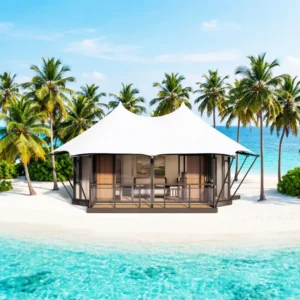 Resort Glamping Safari Tents Prefab Steel Houses Family Hotel Lodge Tent with Bathroom Prefabricated Container House Module Home