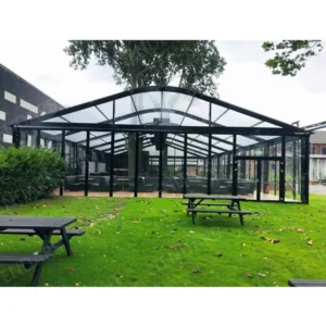 Restaurant Service Tent Unique Shaped Glass Wall Aluminum Frame Waterproof PVC Roof Glass Sidewall