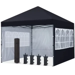 Retractable Advertising Umbrella Tent, Steel Four-Corner Folding Booth Canopy, Carport and Parking Shed, 3×3