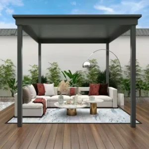 Retractable Aluminum Alloy Pergola With Motorized Louvered Roof Waterproof for Patio Veranda Garden