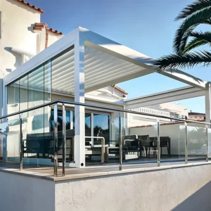 Retractable Aluminum Remote Bioclimatic Aluminum Pergola Control Waterproof Windproof Modern Garden Gazebo Outdoor Terrace