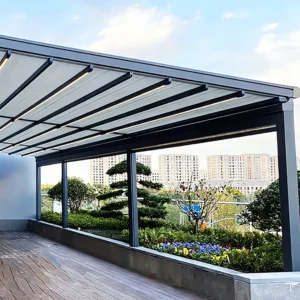 Retractable Motorized Aluminum Pergola Ceiling Cover UV Protection CE Certified Commercial Patio Roof Panels Remote Control