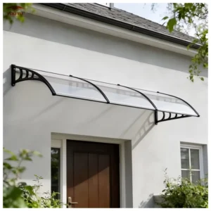 Retractable Plastic Door Canopy, Freestanding Outdoor Garden Shelter
