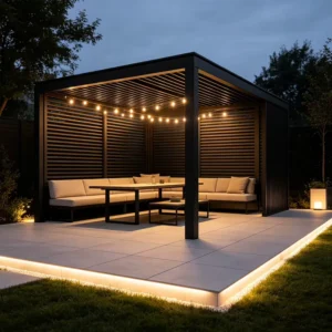 Retractable Roof Aluminum Louvered Pergola Motorized Waterproof Bioclimatic Outdoor Sunroom Garden Gazebo Pavilion