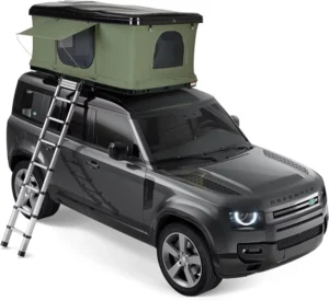 Retractable Vehicle Awning Overland Camping Waterproof Canvas Hard Shell Rooftop Tent for Offroad Camping with Telescopic Ladder