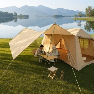 Riverside Inflatable Cabin Shelter 420D Oxford 396x270x200cm Khaki PVC Airbeam Export Glamping