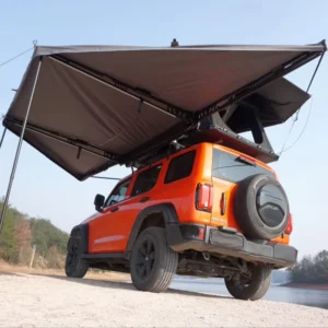 Road Camping Gear Aluminum Free Standing 600D Oxford Canvas Waterproof Car Side Roof Gray 180 Degree Freestanding Awning