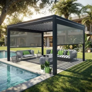 Roller Shutter Side Screen Aluminum Patio Shade Canopy Shelter Kit Gazebo Pavilion Bioclimatic Outdoor Pergola