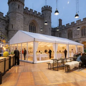 Romantic Chapel Style Glass Atrium Marquee Tent Transparent Orangery Garden Wedding Reception Hall